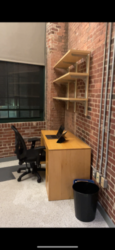 Bookshelves and large table (55")