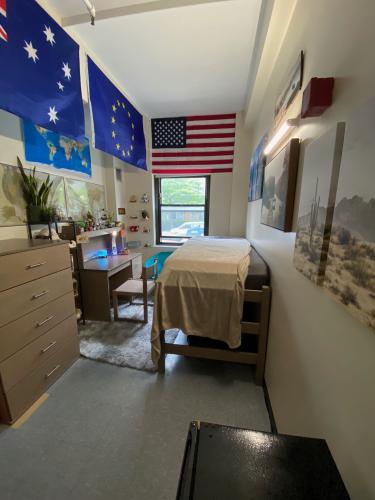 Forward view of room towards street