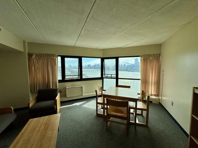 Look out through the window of the room