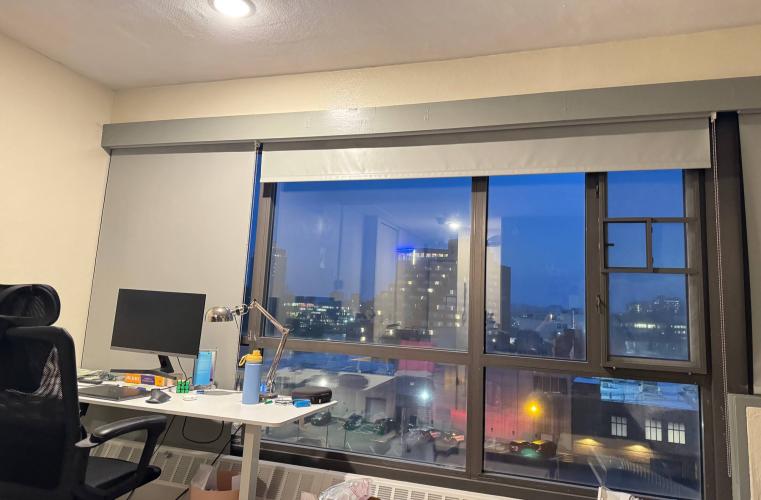 Large standing desk with a view