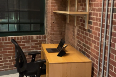 Bookshelves and large table (55")